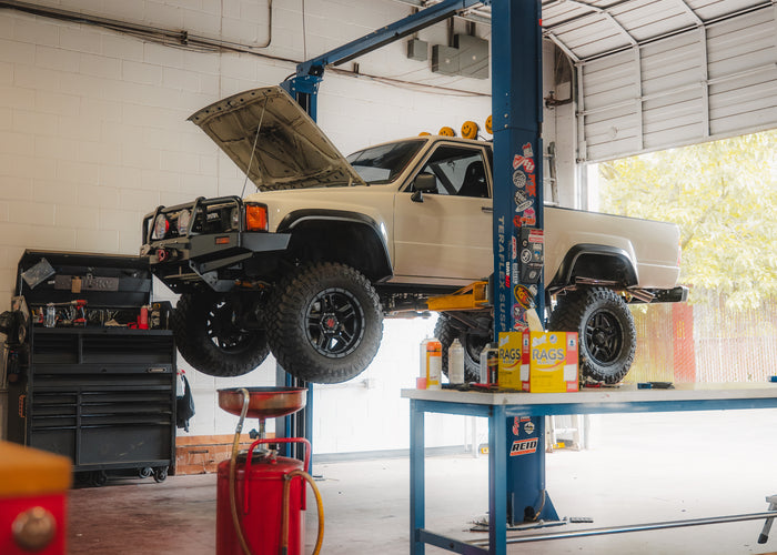 Mule 1st gen Toyota pickup in for maintenance and oil change