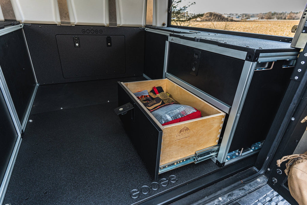 GOOSE GEAR- ALU-CAB CANOPY CAMPER V2 - TOYOTA TACOMA 2005-PRESENT 2ND & 3RD GEN. - REAR DOUBLE DRAWER MODULE - 6' BED
