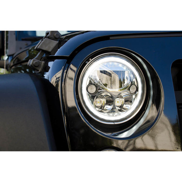7” VX Series LED Headlight Kit for Jeep JK (Black/Amber) – Mule