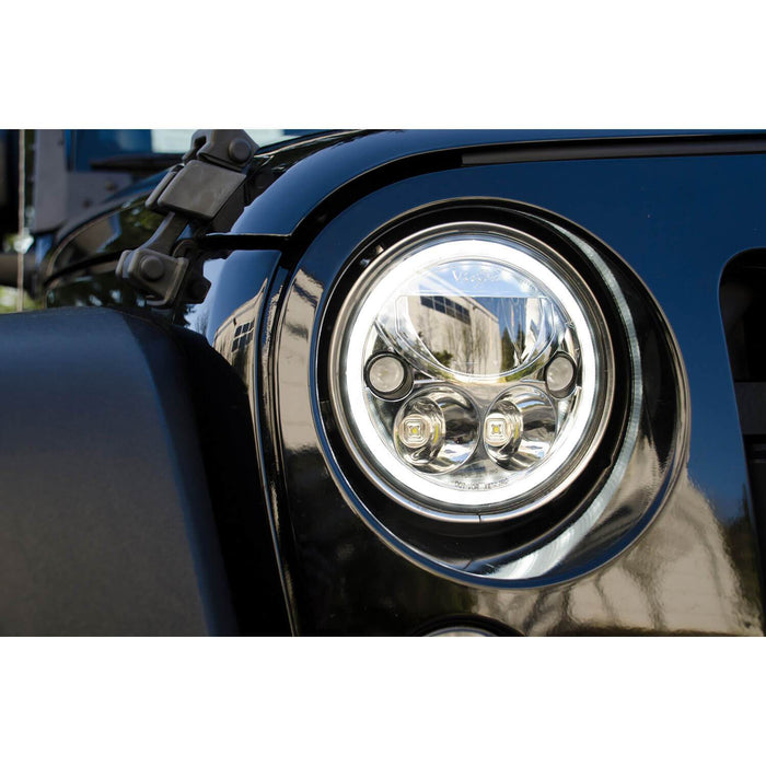 2007-2017 Jeep JK VX LED Headlight Kit - Black Chrome | Amber Halo